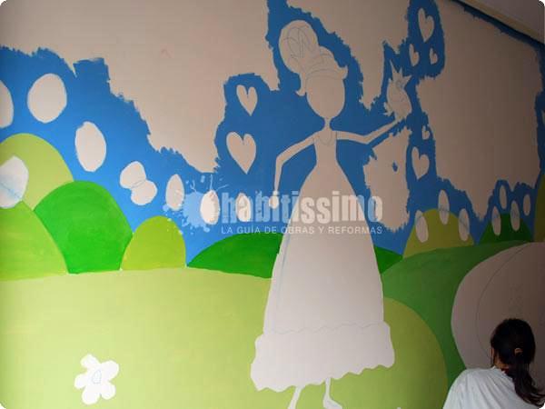 Mural infantil princesa y sapo