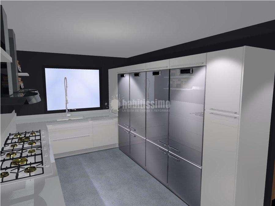 Cocina, bancos, taburetes y barra de un nuevo restaurante