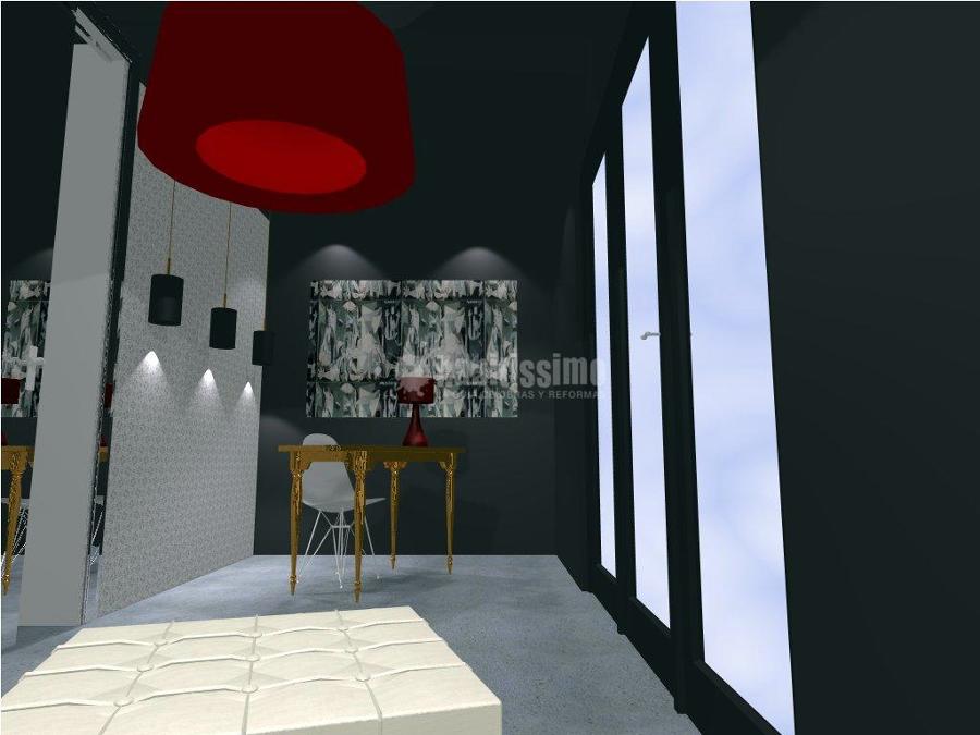 Cocina, bancos, taburetes y barra de un nuevo restaurante