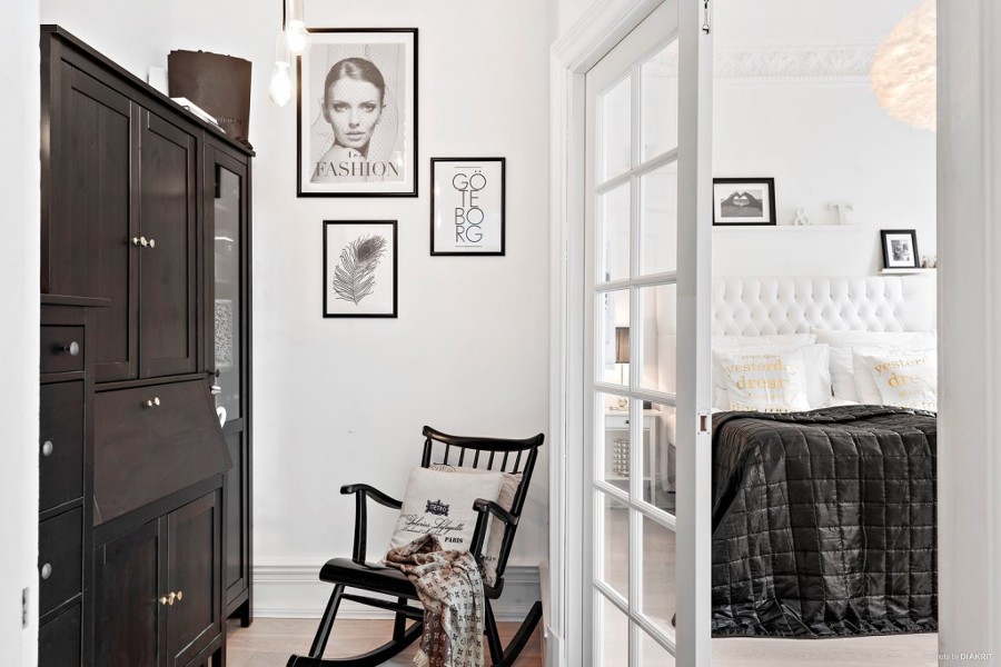 Dormitorio con vestidor clásico