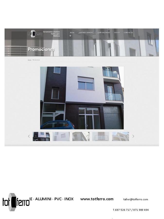 Acristalamiento y carpintería de aluminio en Promociones de obras