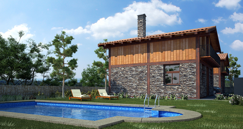 Alzado lateral con piscina