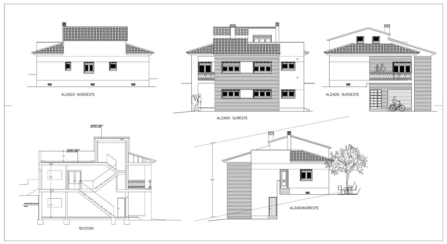 Alzados vivienda unifamiliares adosadas.