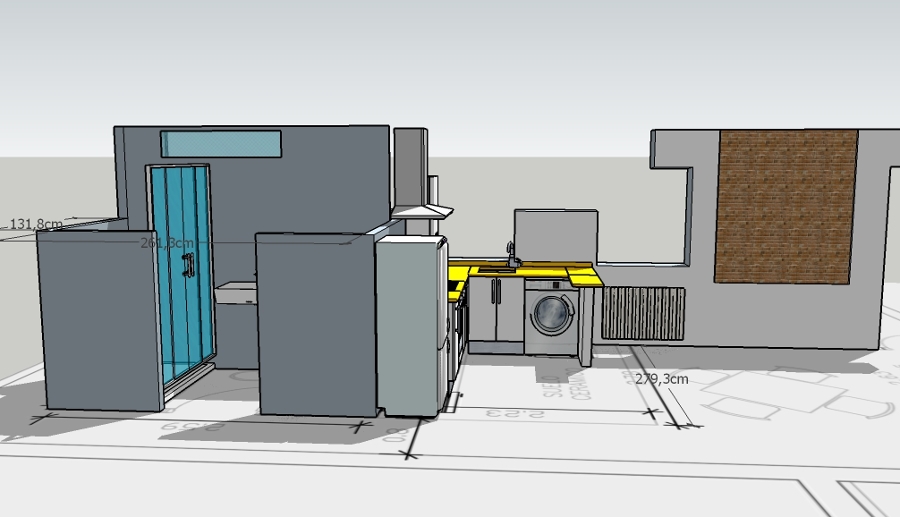 ANALISIS 3D DE BAÑOS Y COCINA AMERICANA