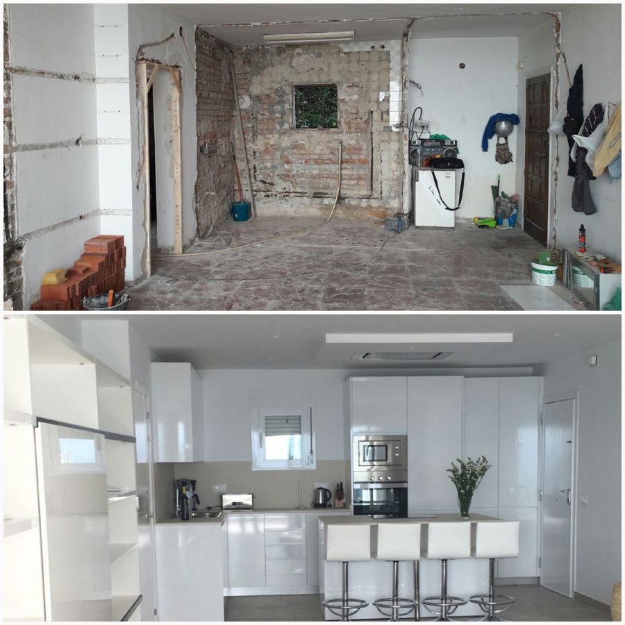Antes y después de la reforma de la cocina