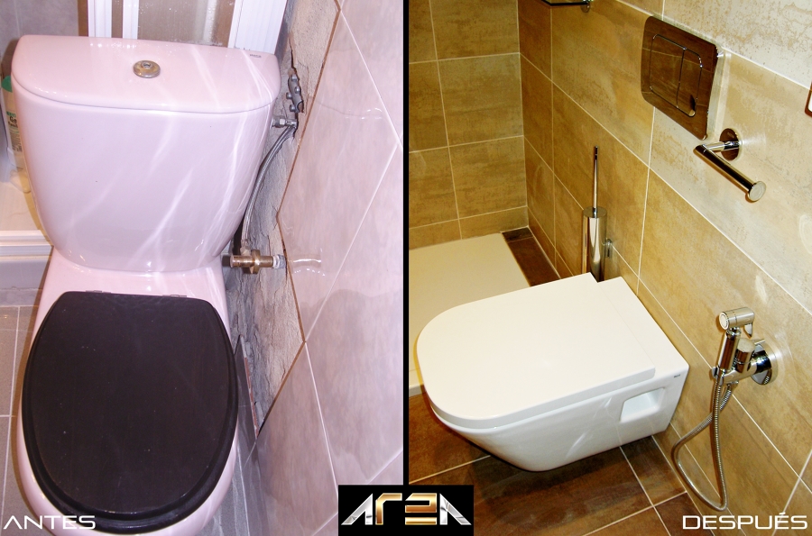 Antes y después de la reforma de un cuarto de baño, Barcelona