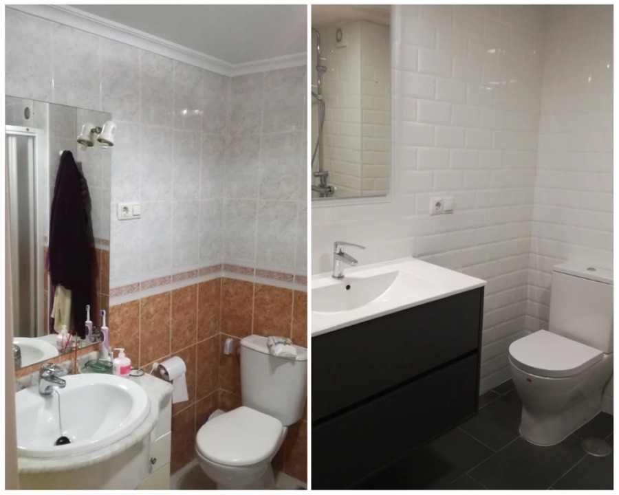 Antes y después de reforma en baño