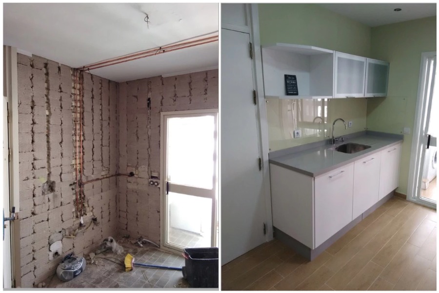 Antes y después de reforma en cocina