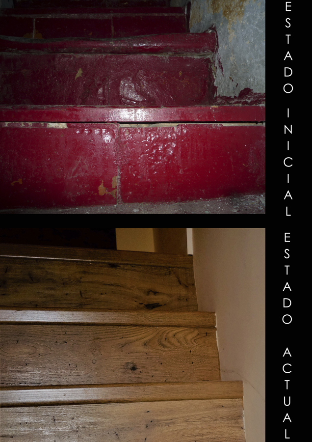 Antes y después detalle de escalones