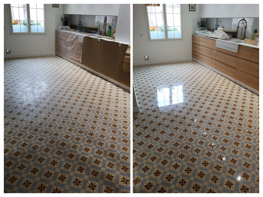 antes y después mosaico pulido