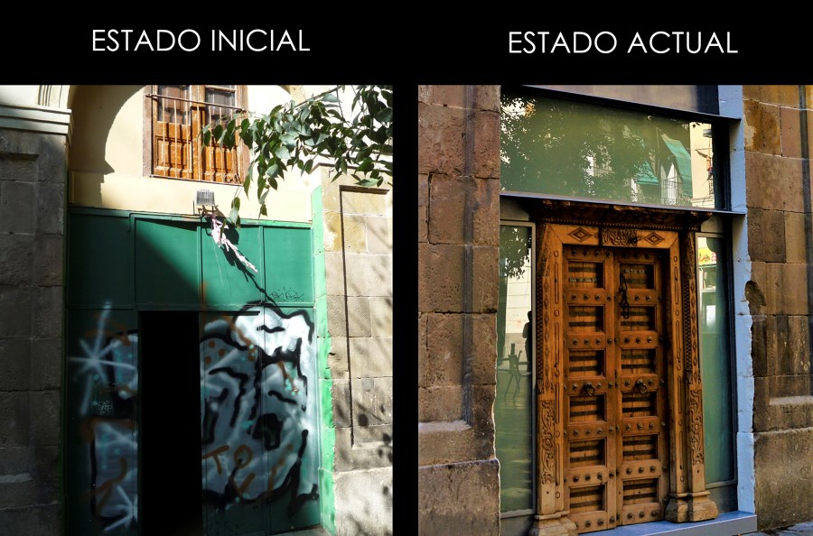 Antes y después puerta entrada