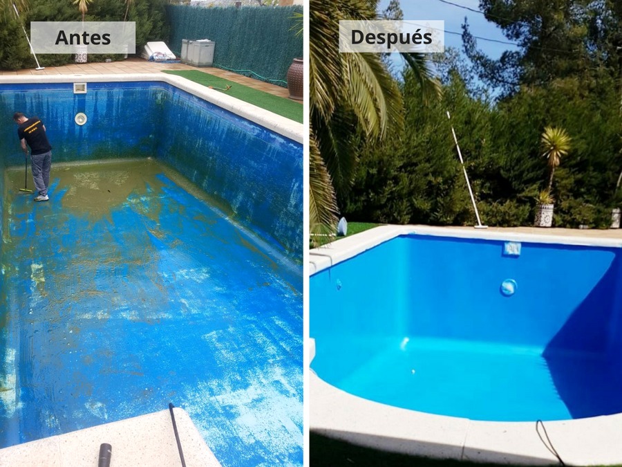 Antes y después reforma piscina