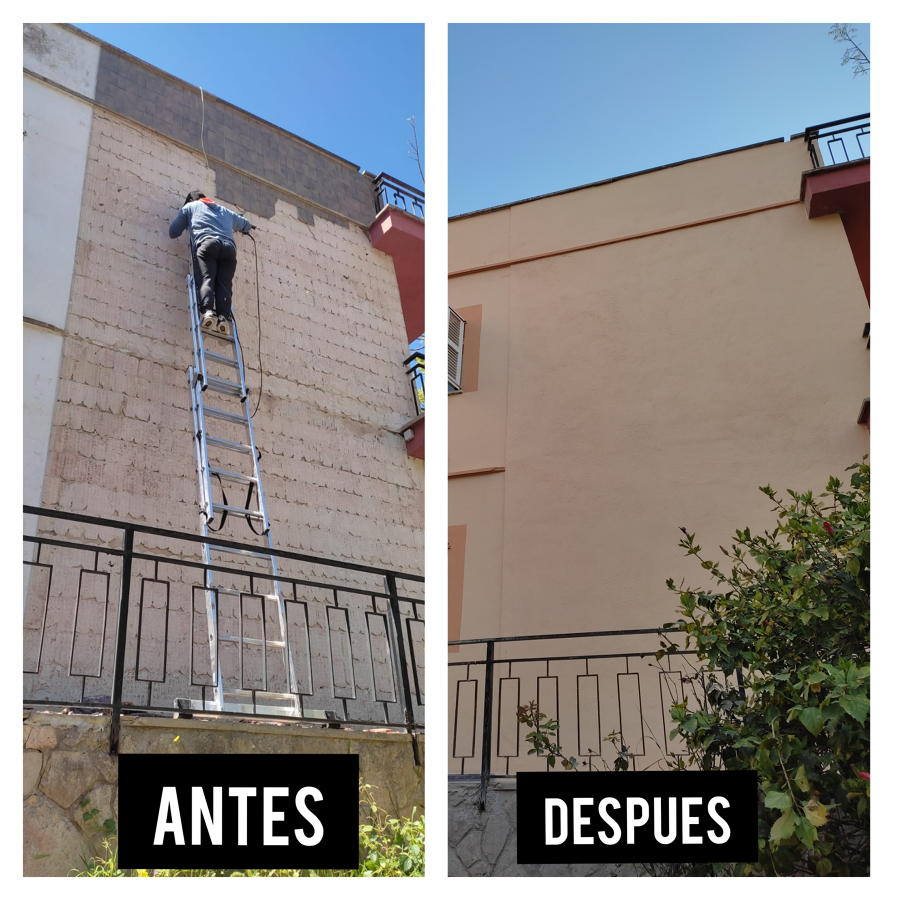 Antes y después ( Rehabilitación y pintura de fachada)