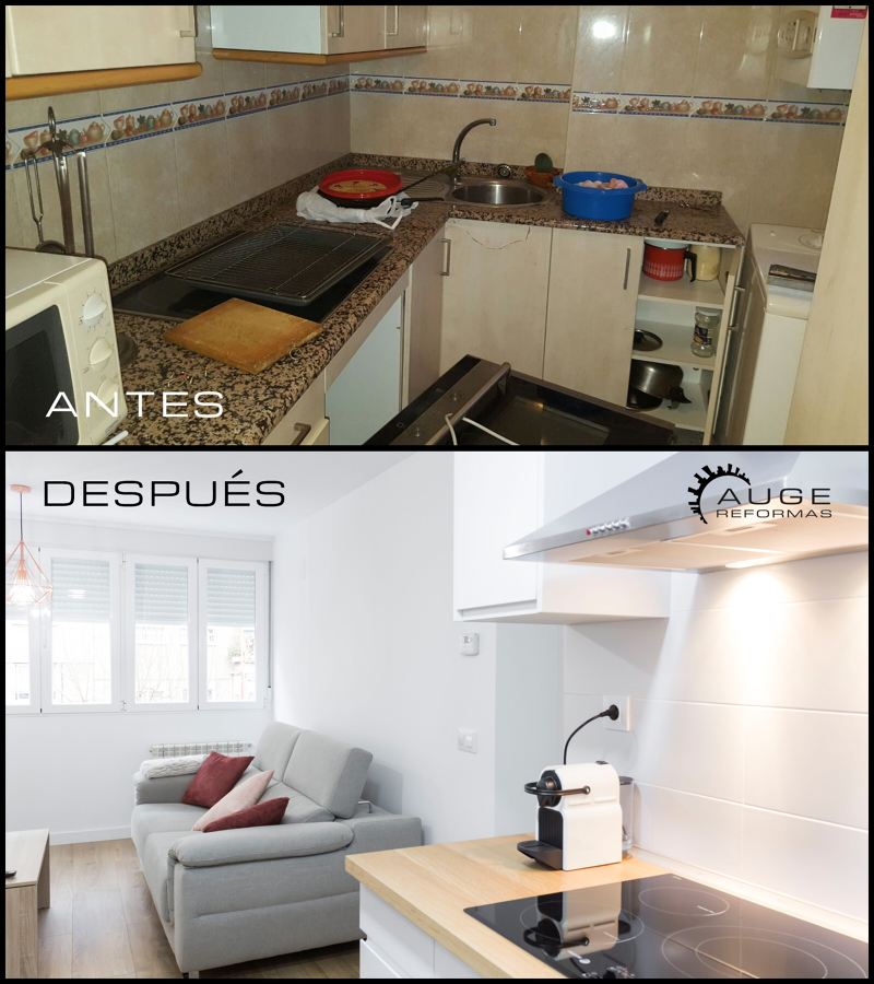 Antes y después vista cocina