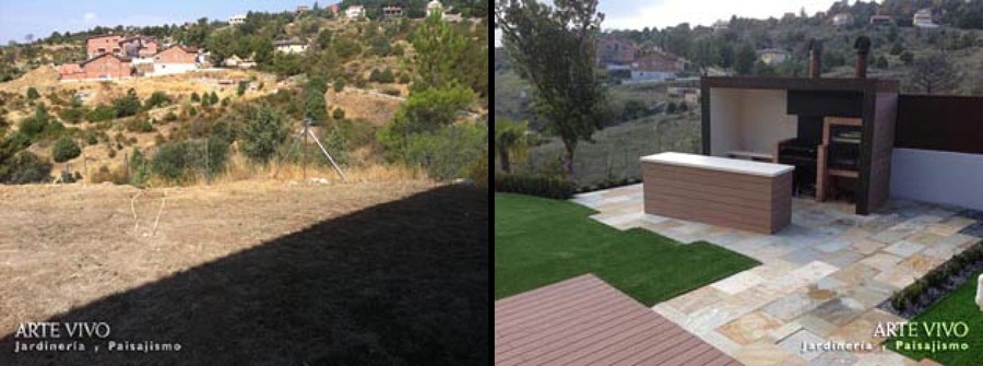 Antes y después > Zona de Barbacoa con SOLADO EN CUARCITA