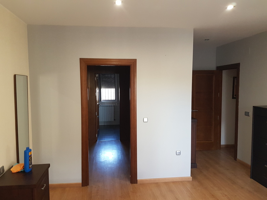 Aplicación de pintura plástica gris claro liso en paramentos horizontales 