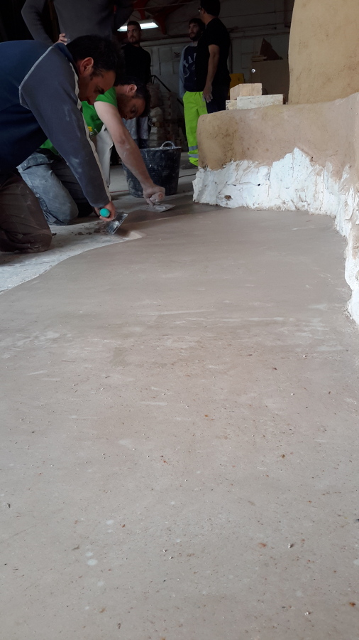 Aplicacion mortero en taller formacion