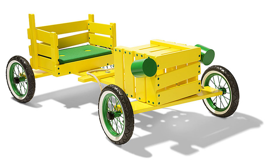 banco infantil forma coche amarillo