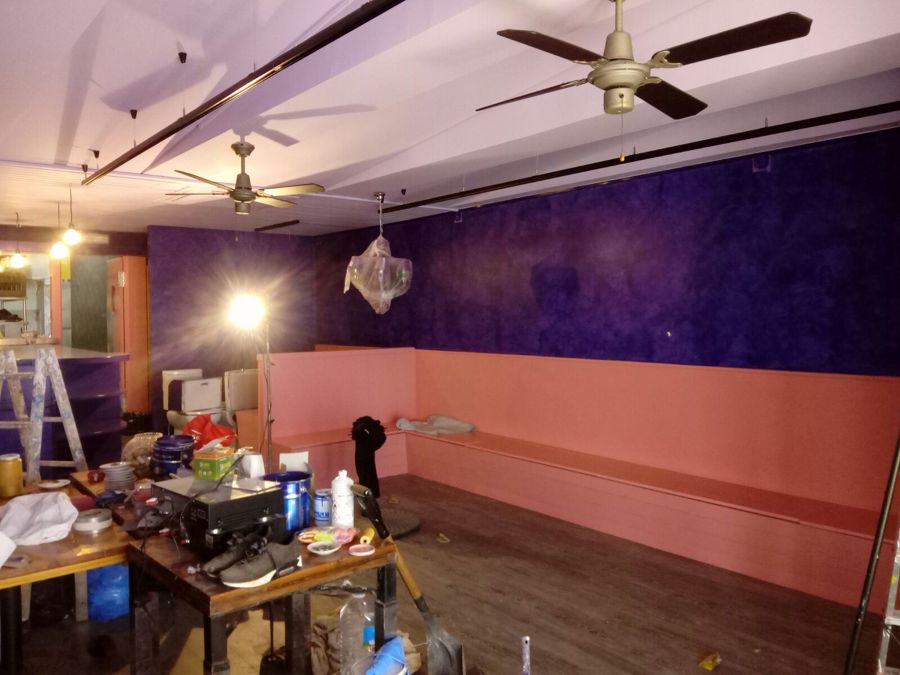 Banco madera sellado y pintado con esmalte