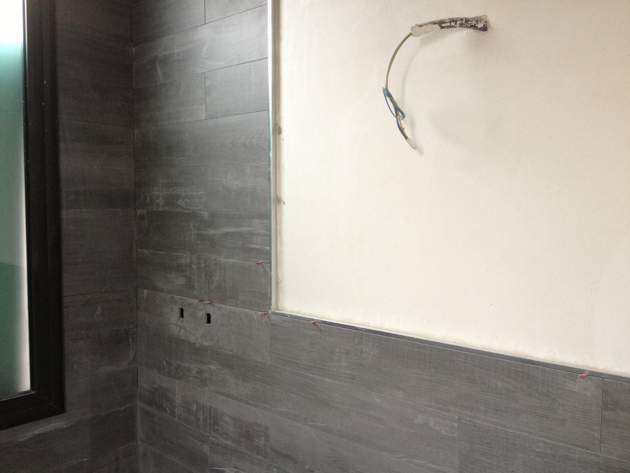 Baño alicatado y parte enyesado