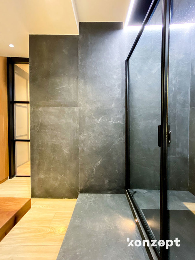 Baño azulejo pizarra negro