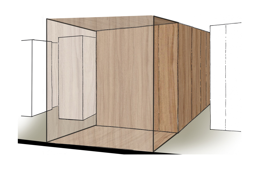 Boceto previo del volumen de roble.