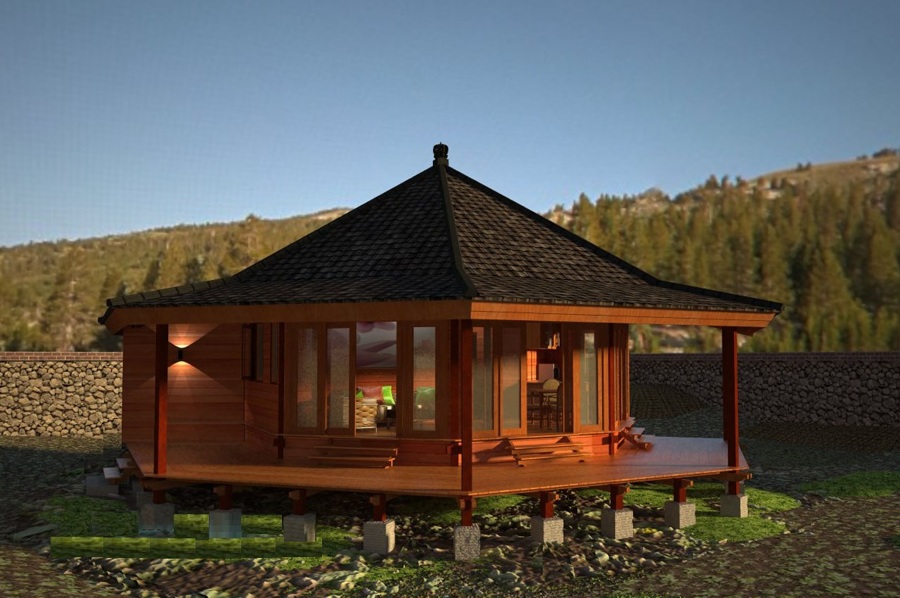 Bungalow de madera tropical de alta densidad