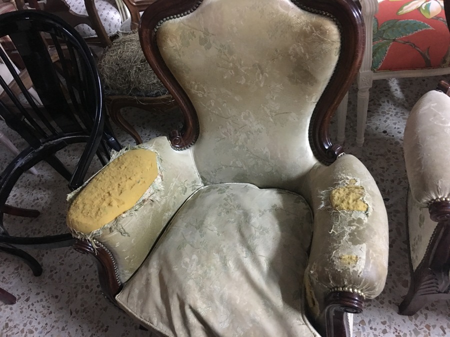 Butaca isabelina antes de retapizar