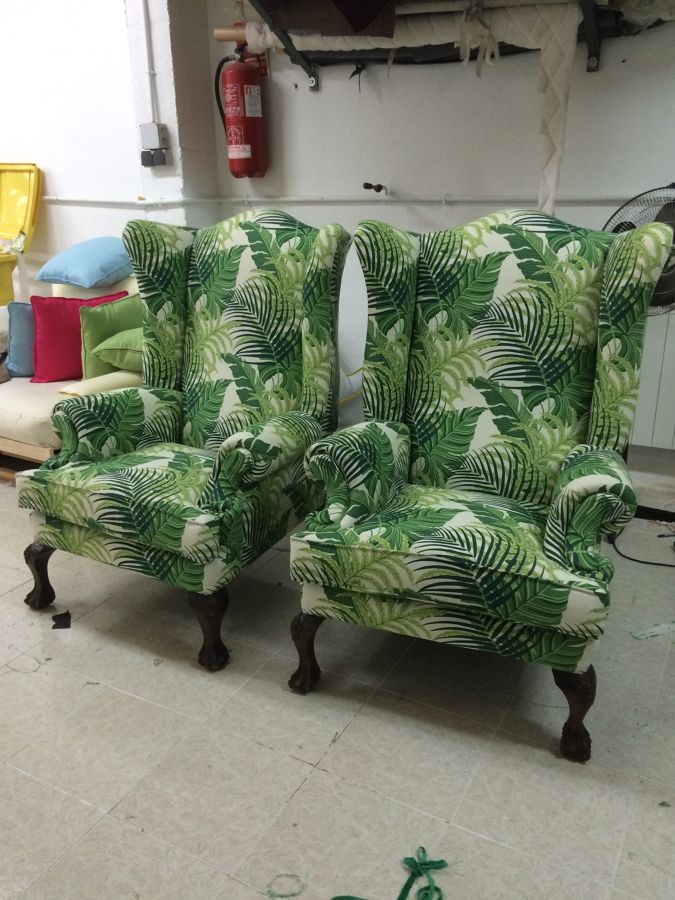 Butacas orejeras en tela Jungle