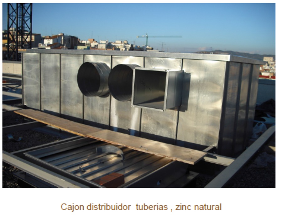 Cajon distribuidor tuberias, zinc natural