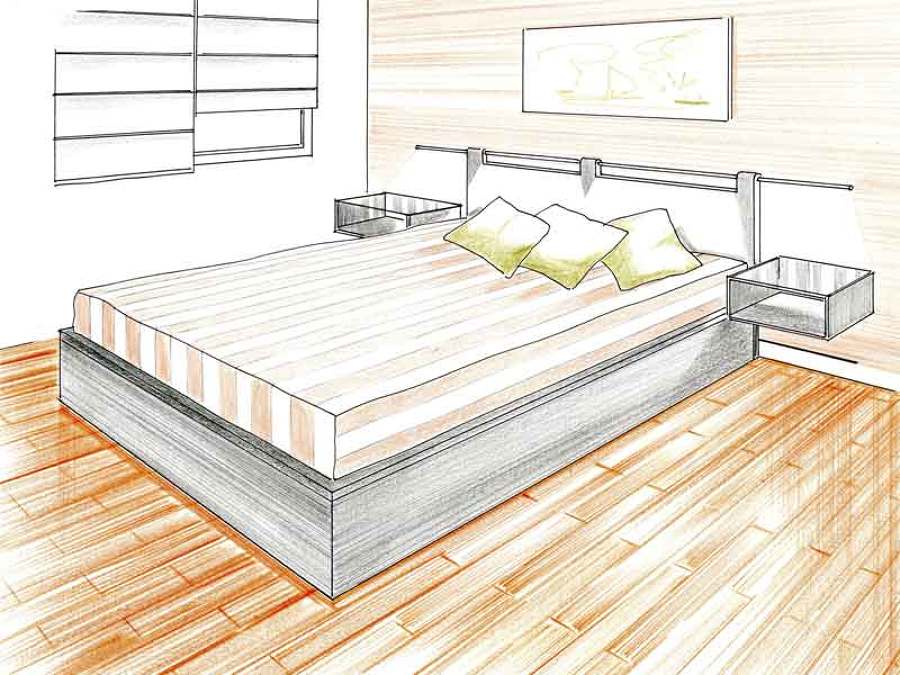 Cama de matrimonio con cabecero para lectura.