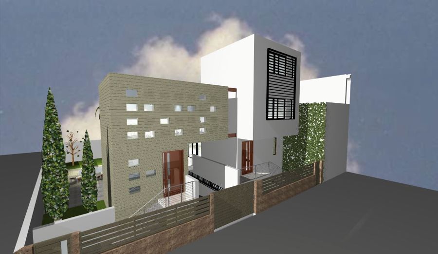 Casa Estudio ASP. Vista de fachada a la calle