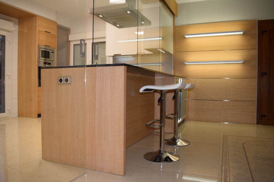 Cerramiento de cocina con cristal
