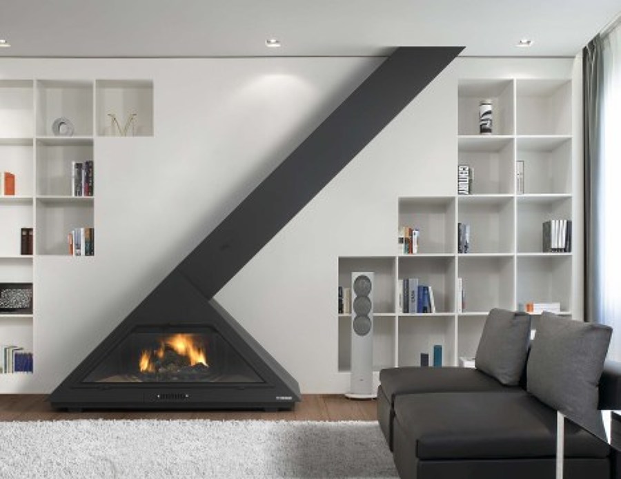 chimenea con salida inclinada