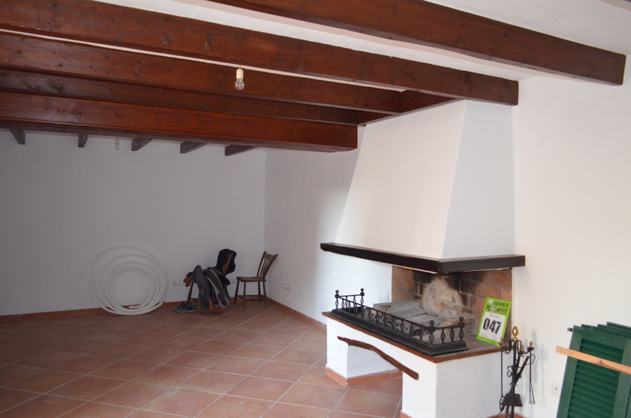 Chimenea de leña en salon 