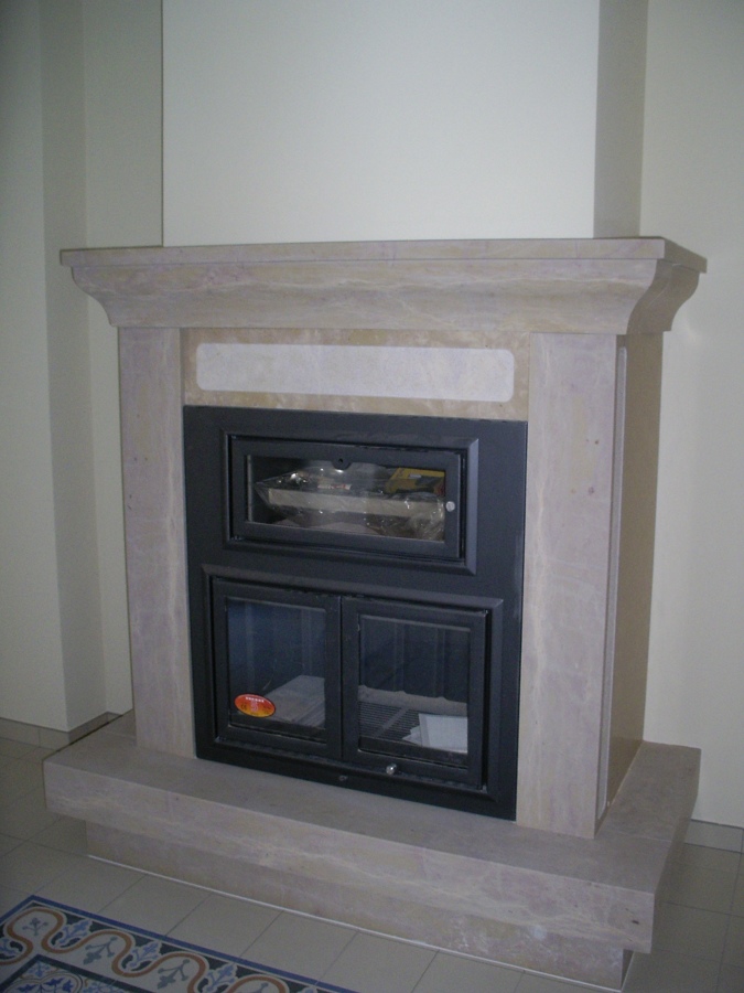 chimenea piedra crema