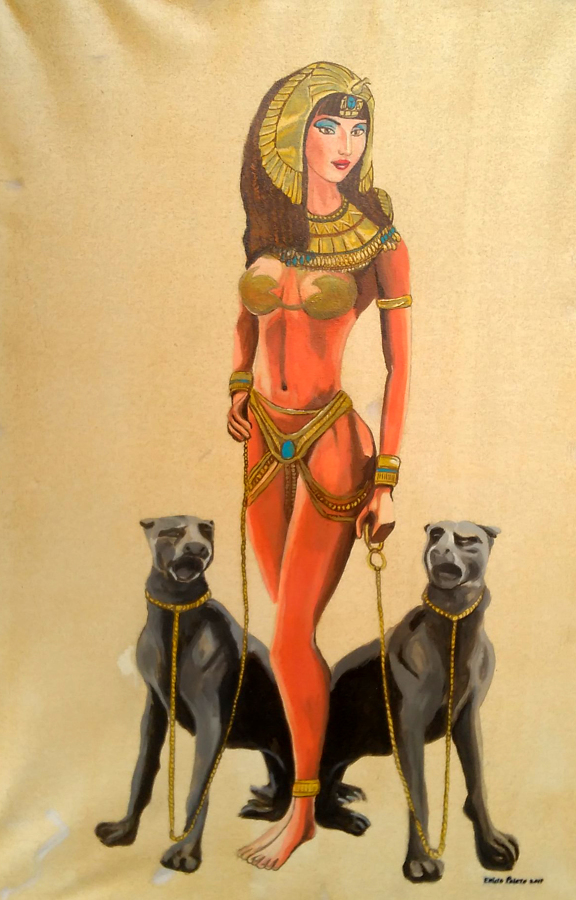 Cleopatra con dos panteras