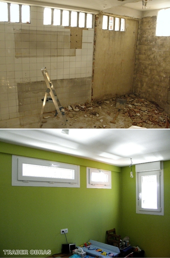 Cocina: antes y después de la reforma.