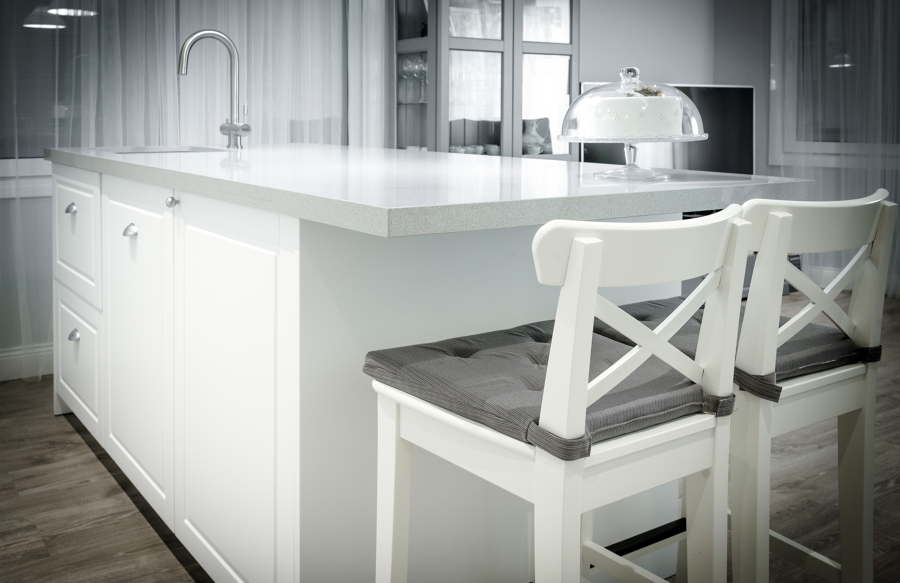 Cocina blanco laca con isla