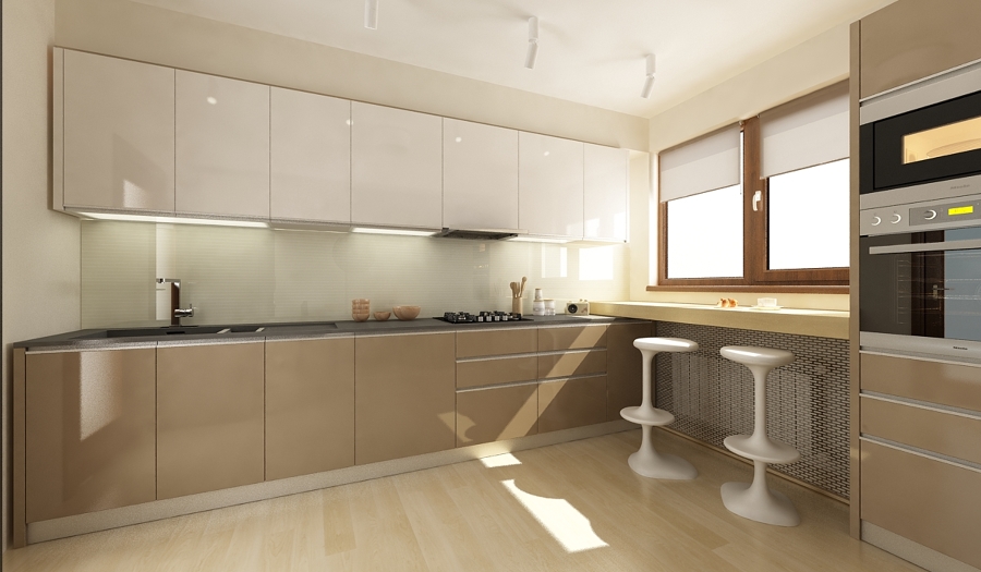 Cocina de diseño con materiales convencionales