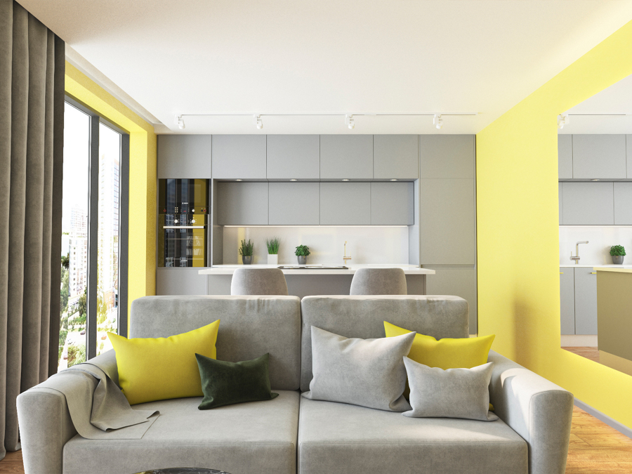 Cocina Gris abierta al Salon