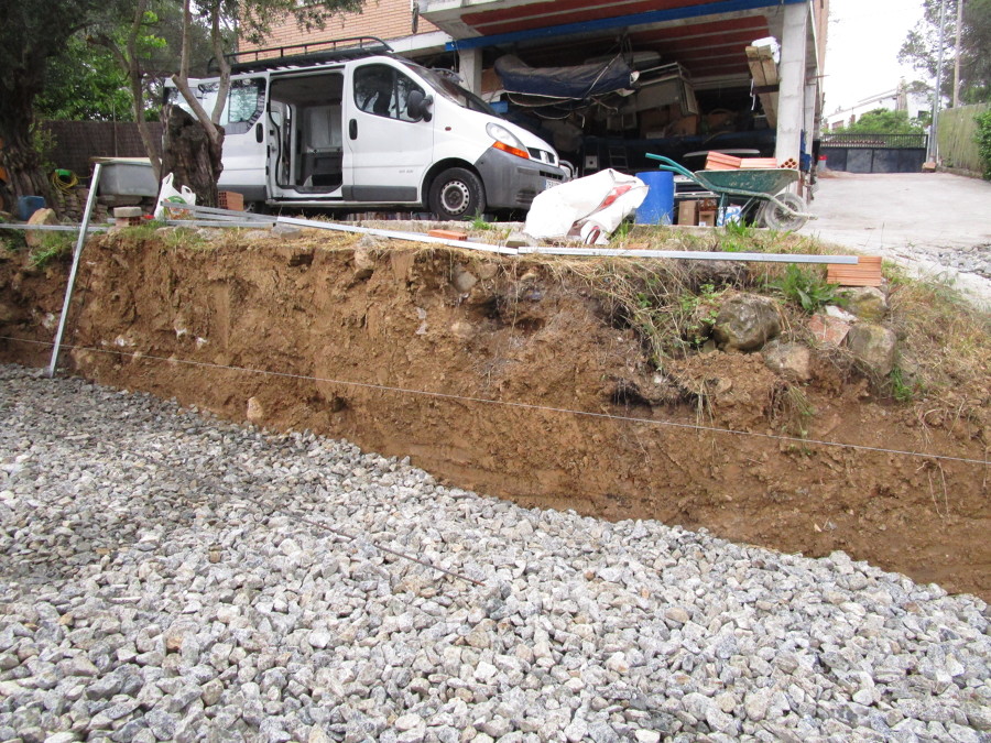 Colocación de grava.