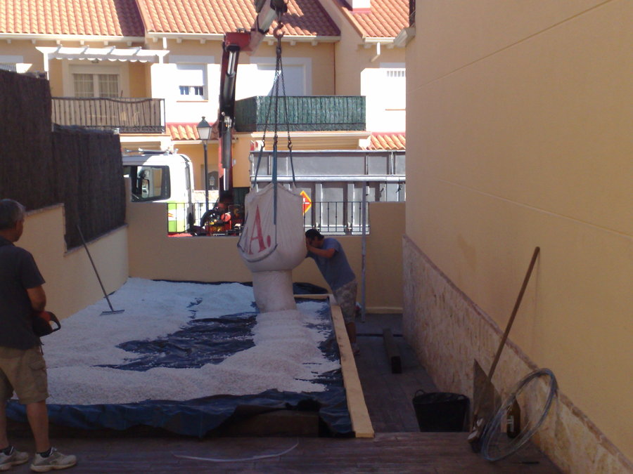 Colocación de grava a dos colores