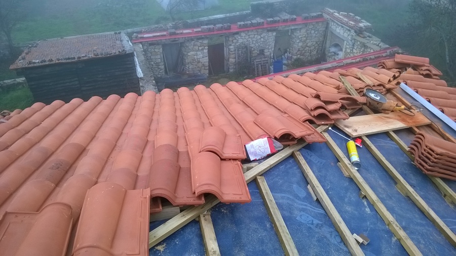 colocacion de teja mixta en seco