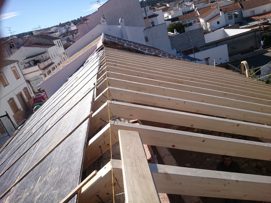 colocación de vigas de madera