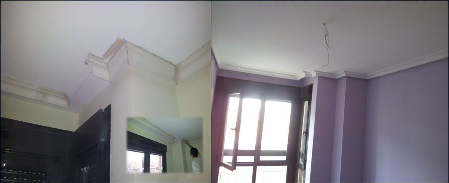 colocar moldura de escayola y pintar