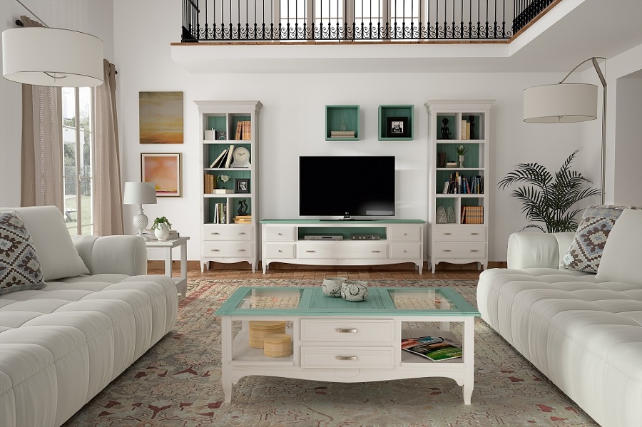 Combinación blanco y verde agua, toque diferente.