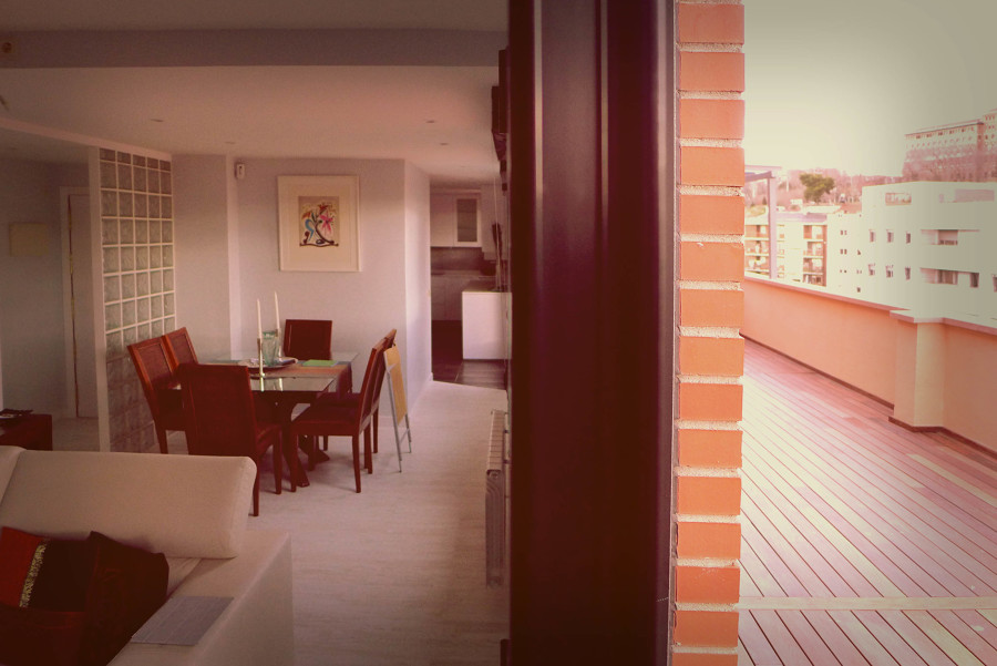 Comedor, cocina y terraaza