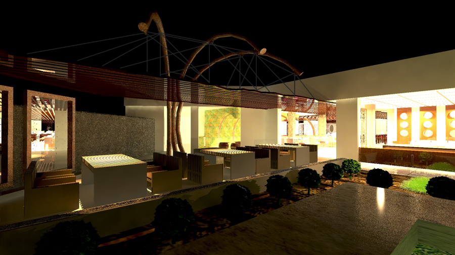 Comedor exterior en jardin