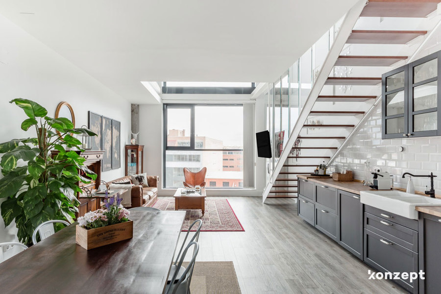 Comedor, salón y cocina